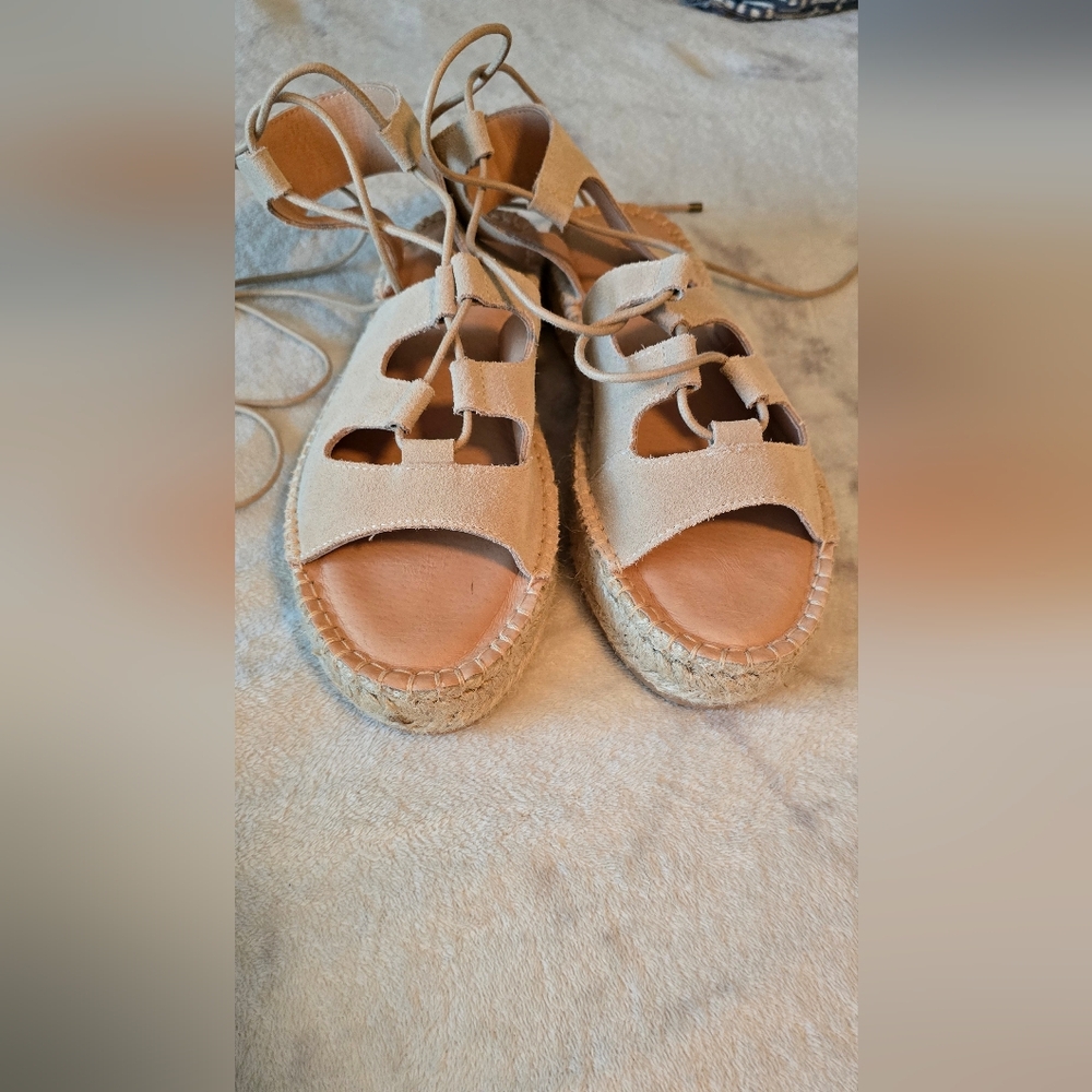 Women's Tan Suede Sandals - Picture 4 of 4